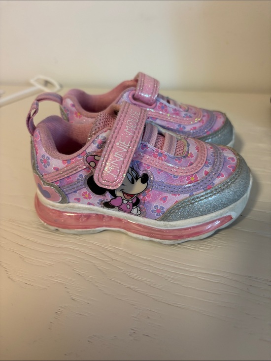 Disney Other - Disney Minnie Mouse Pink and Silver Light-Up Kids Sneakers